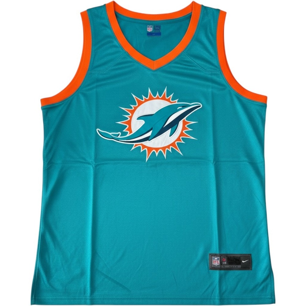 NFL Ultra Game Miami Dolphins Mens XL Teal Jersey Tank Shirt Embroidered NEW